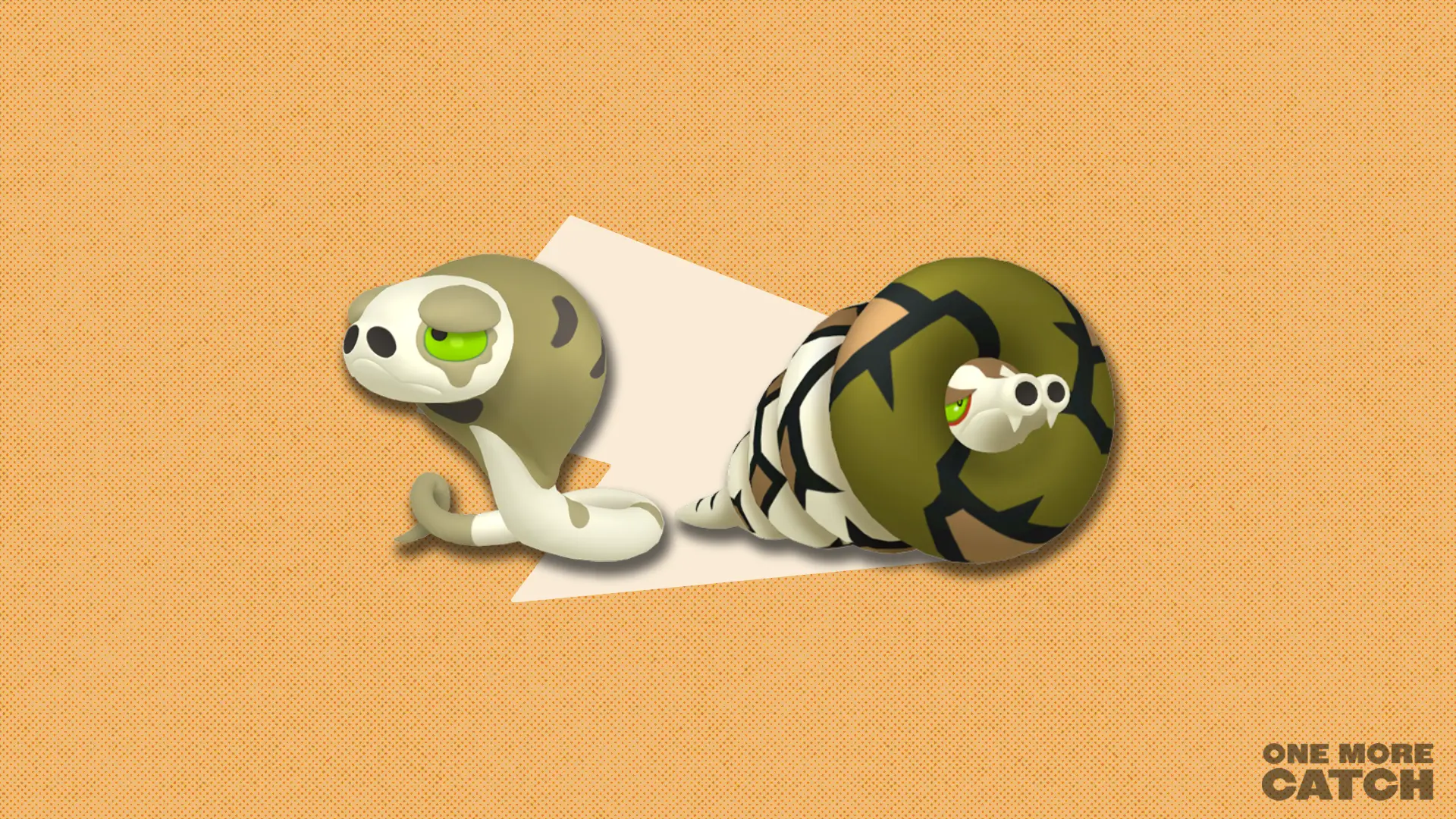 Silicobra&nbsp;and Sandaconda in front of a polygonal shape and a textured background.