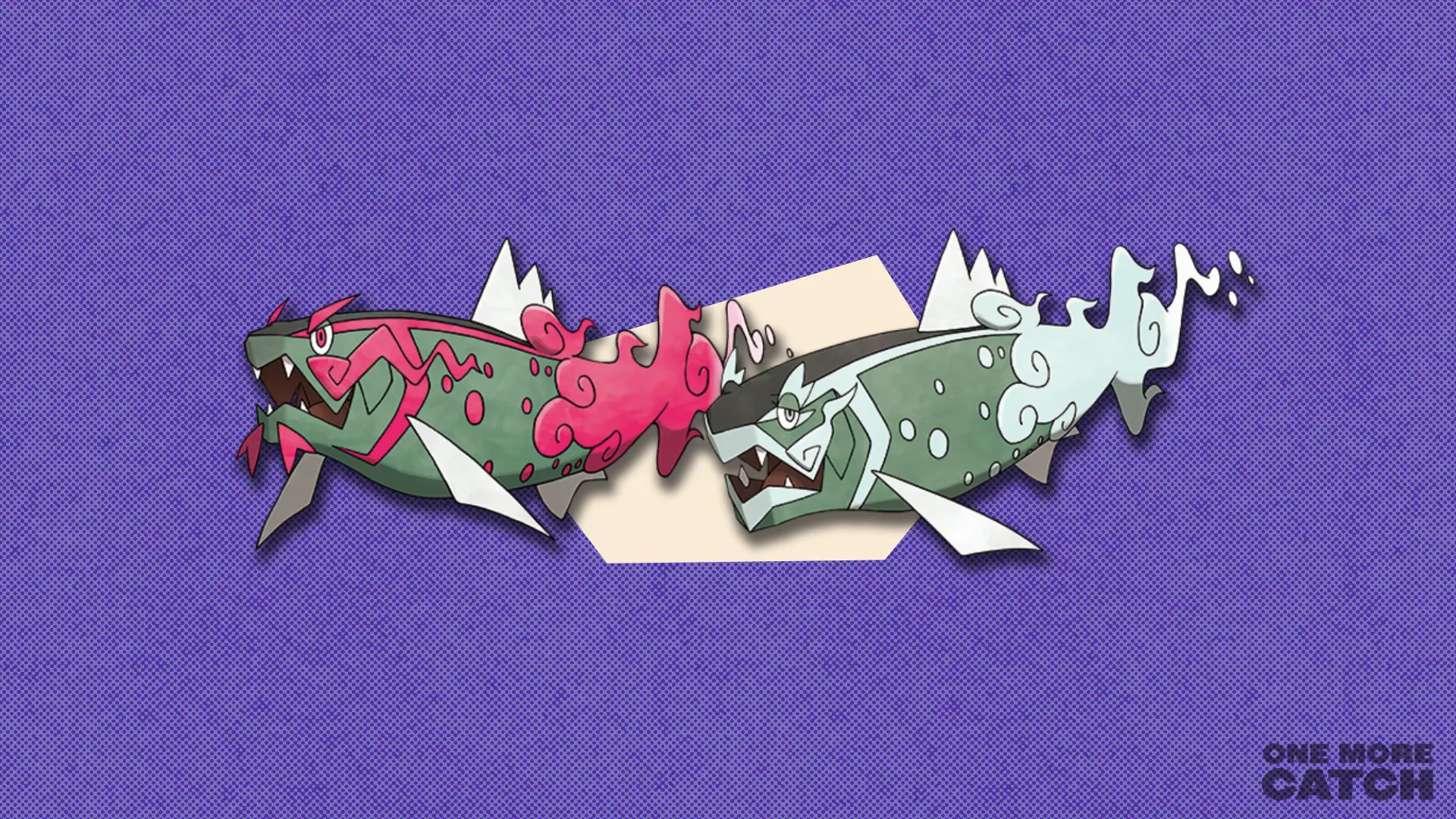 Basculegion in front of a polygonal shape and a textured background.