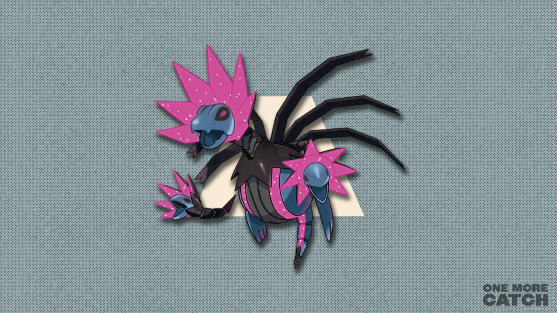 Iron Jugulis in front of a polygonal shape and a textured background.