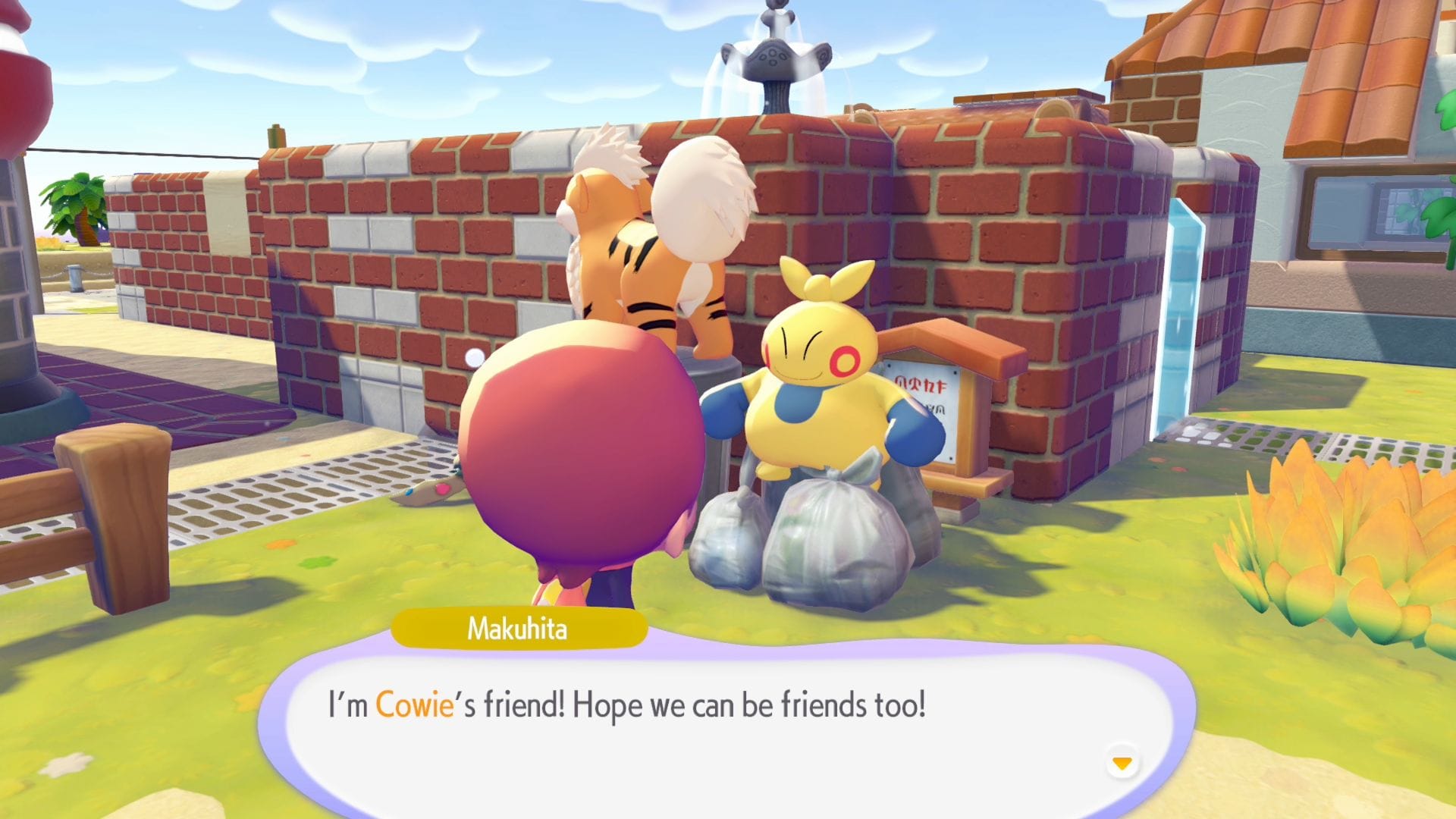 Speaking to Makuhita in Pokémon Pokopia.