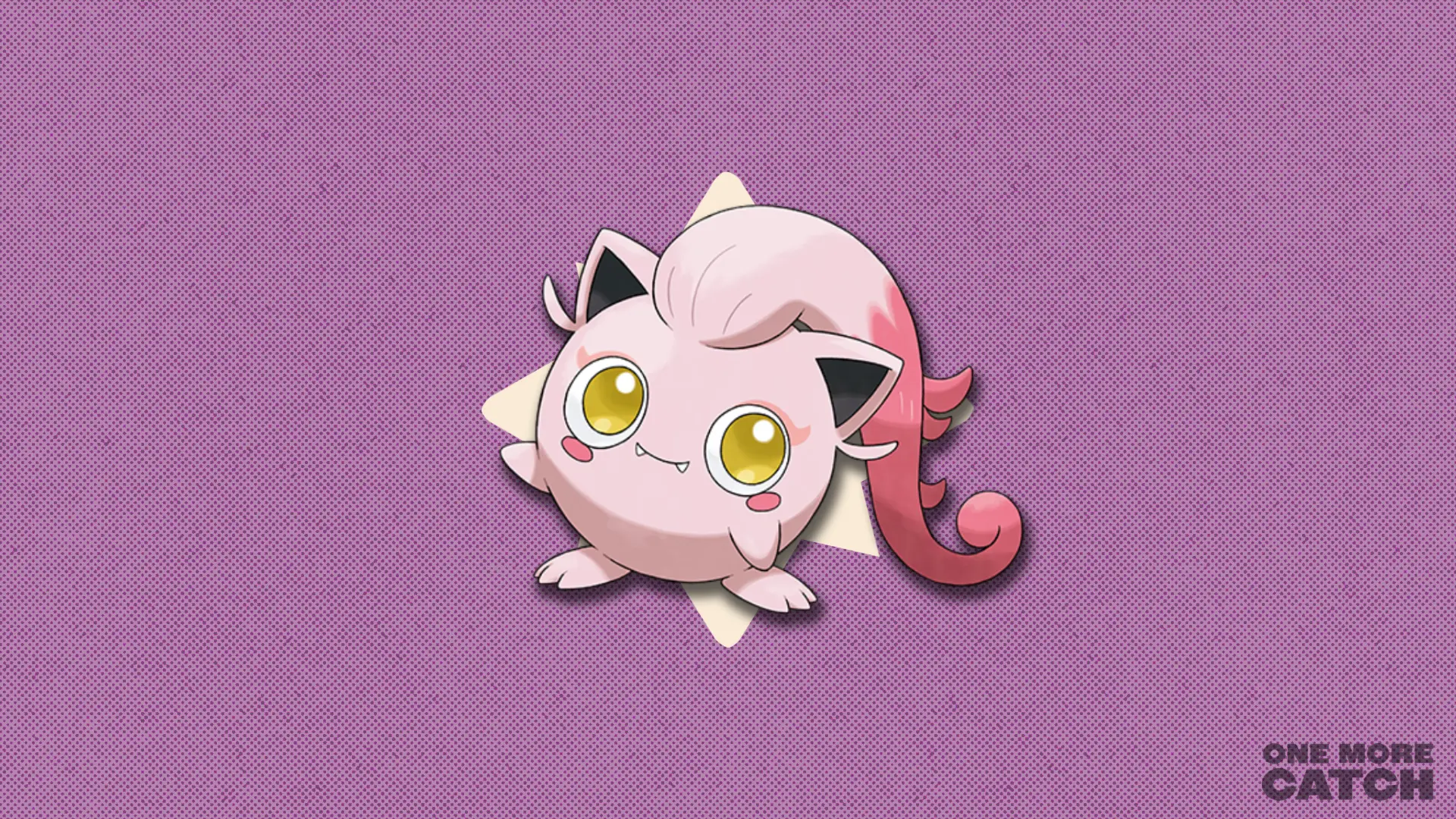 Scream Tail in front of a polygonal shape and a textured background.